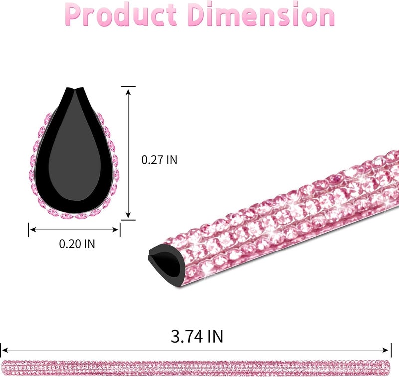 INSAUTO Bling Car Accessories for Women,Bling Car Air Vent Outlet Trim, 10pcs Rhinestone Car Air Conditioner Vent Decoration Strips(Pink) - Image 4